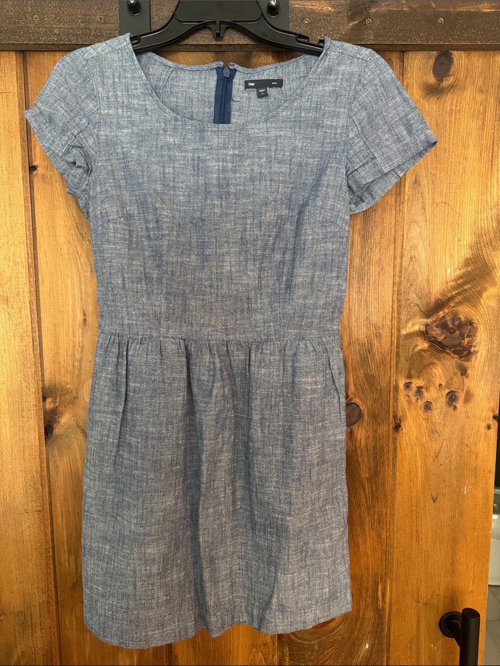Gap Blue Heathered Short-Sleeve Mini Dress